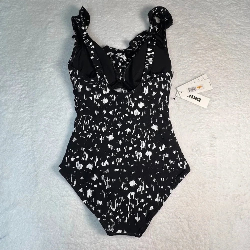 Black One Piece Swimsuit Small DKNY Bathing Suit Tummy Control NWT - Picture 7 of 10